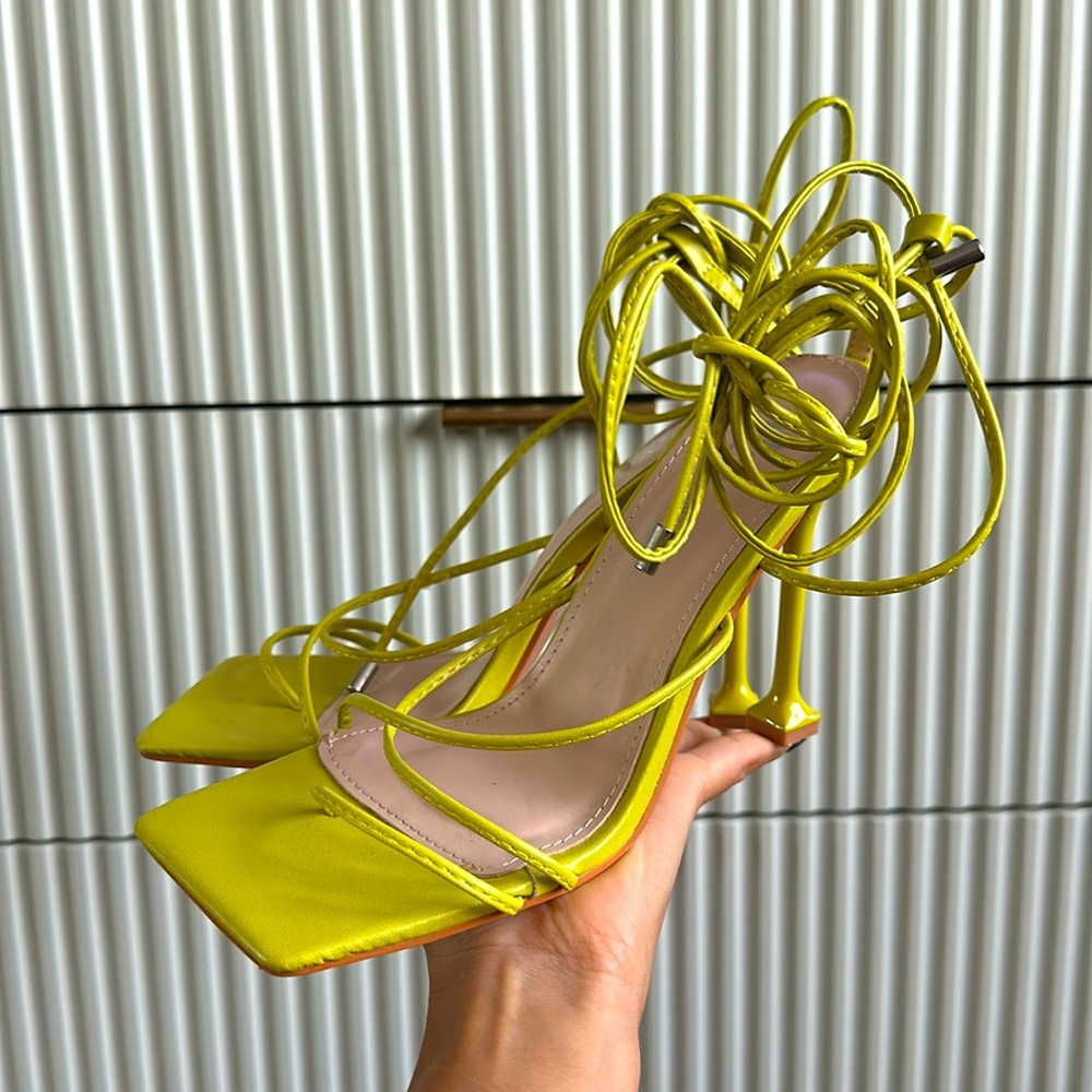 Lime Strappy Happy Stiletto Heels